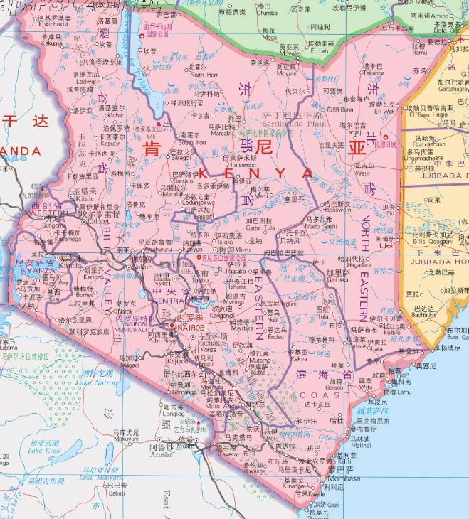 肯尼亚地图高清中文版下载