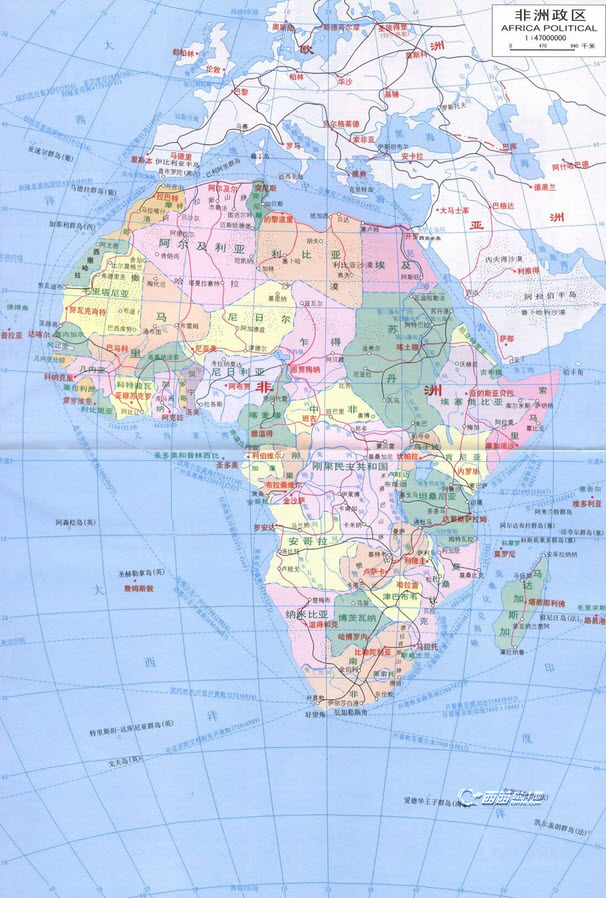 非洲地图高清中文版